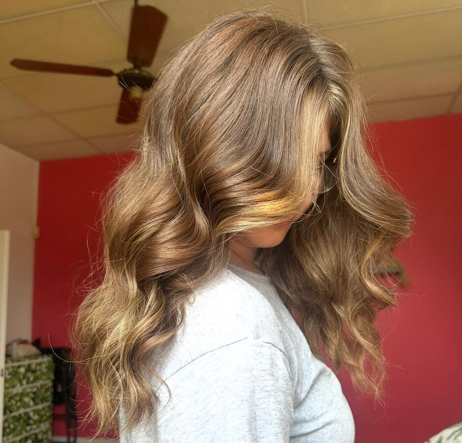 Honey blonde partial highlight